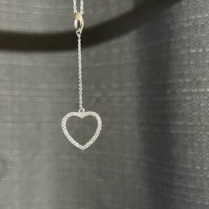 OS | Dangling heart pendant with rhinestones necklace